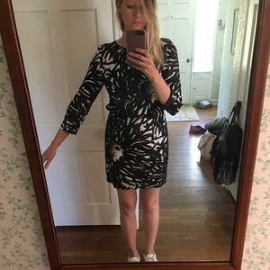 Black and white silk dress